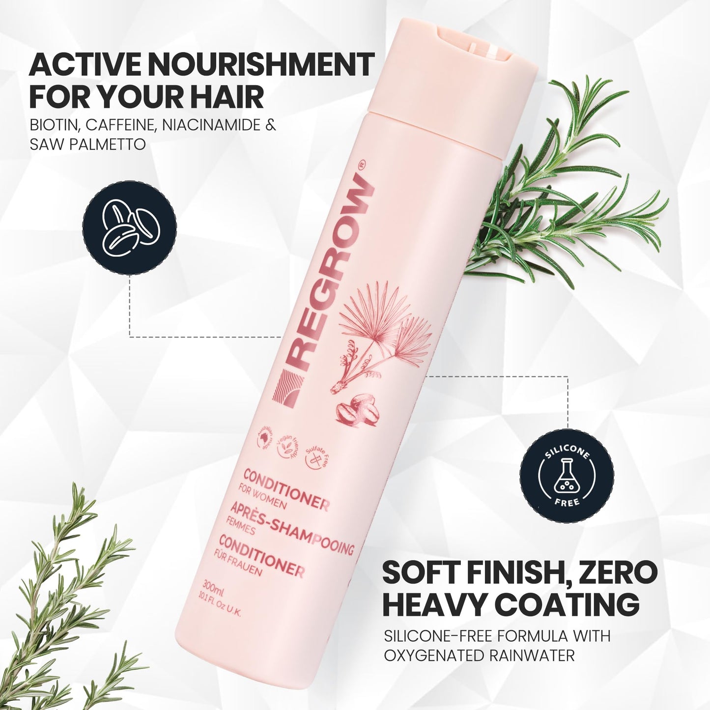 Regrow Hair RegrowthTreatment For Women. Full Set Shampoo, Conditioner & Hair Tonic, For Thicker Fuller Hair, With Caffeine Biotin & Niacinamide Beauty & Personal Care REGROW