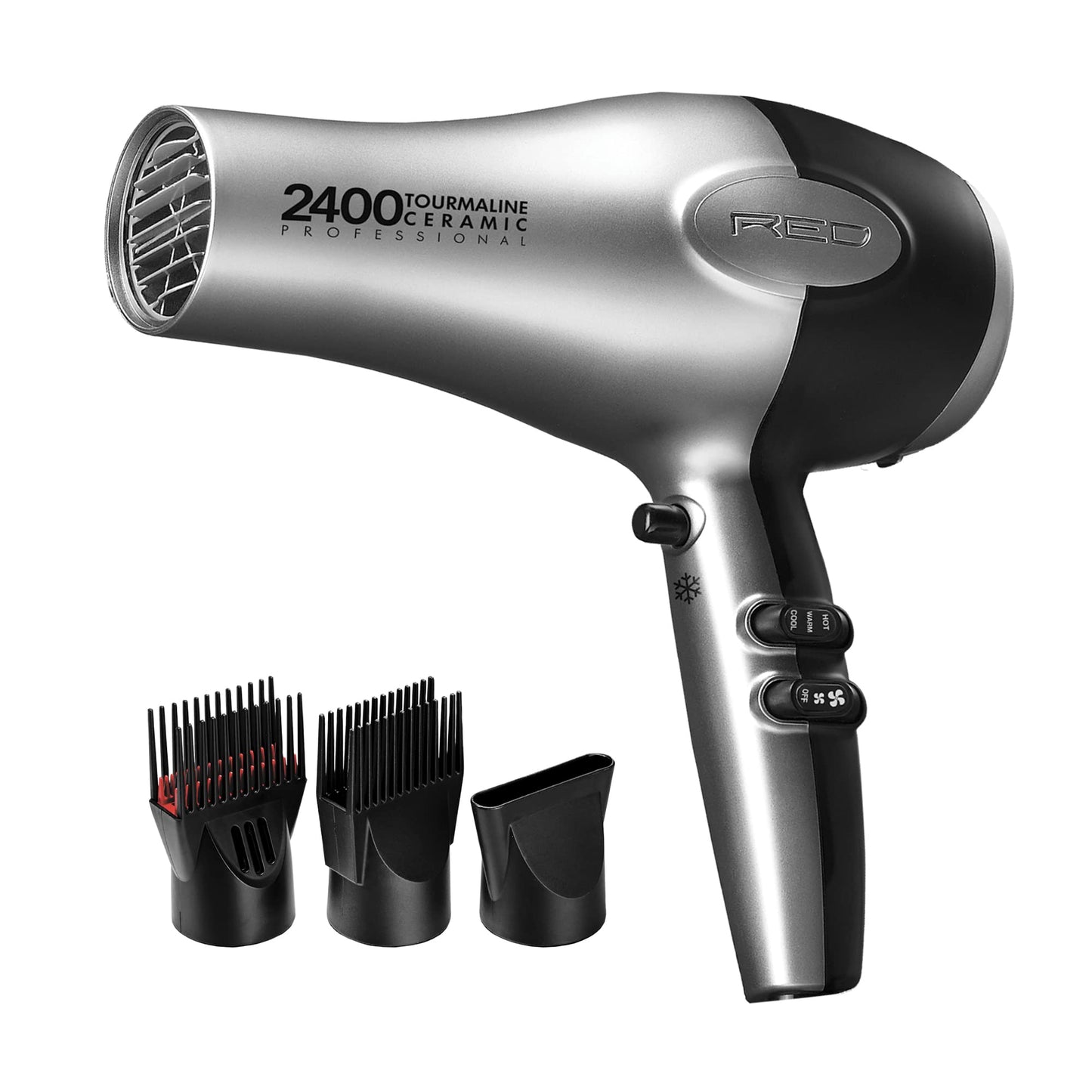 RED by Kiss Hair Dryer 2400 Tourmaline Ceramic Technology, Professional Blow Dryer, Maximum Shine, Fast Drying, Adjustable Settings, 3 Attachments Beauty & Personal Care Red by Kiss
