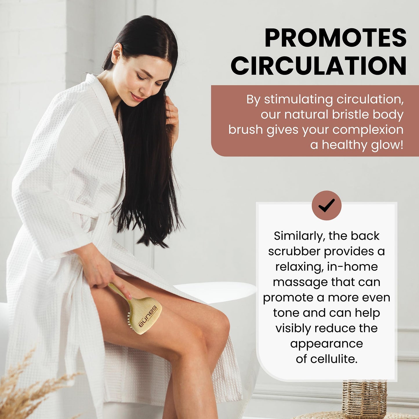 SHASH Since 1869 Hand Made in Germany - Smooth 100% Boar Bristle Body Brush, Gently Exfoliates Skin for a Softer, Smoother Complexion, Dry Brush Body Beauty & Personal Care SHASH
