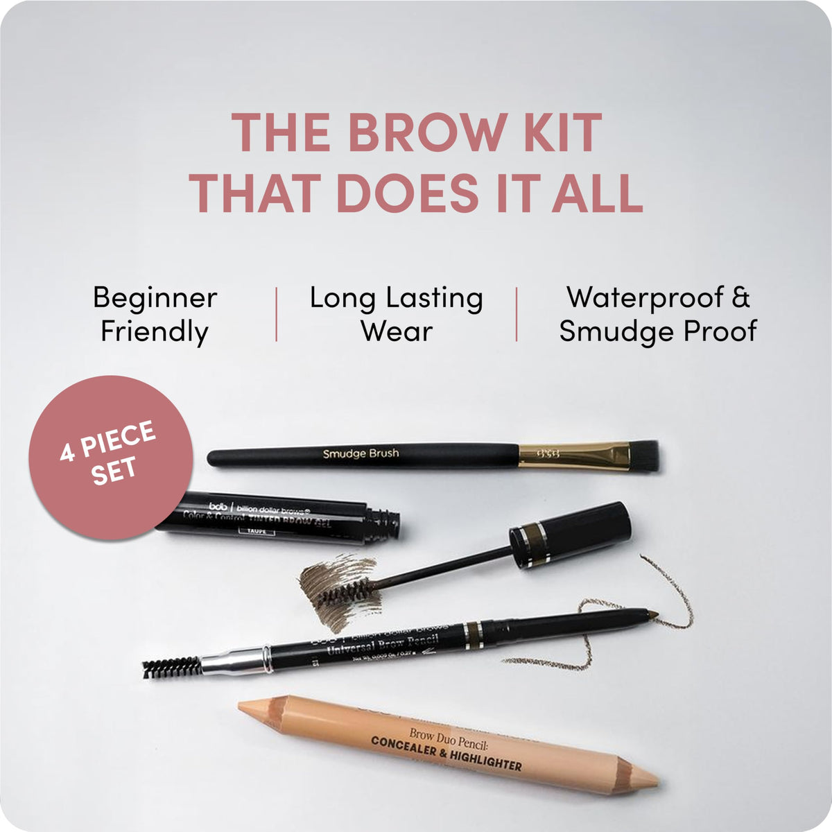 Billion Dollar Brows Best Sellers Kit 4 Piece Eyebrow Makeup Starter Set