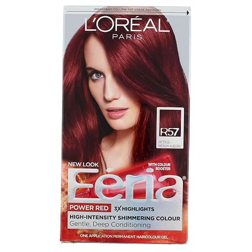 L'Oreal Paris Feria Permanent Haircolor, R57 Intense Medium Auburn 1 Count (Pack of 4) Beauty & Personal Care L'Oreal Paris