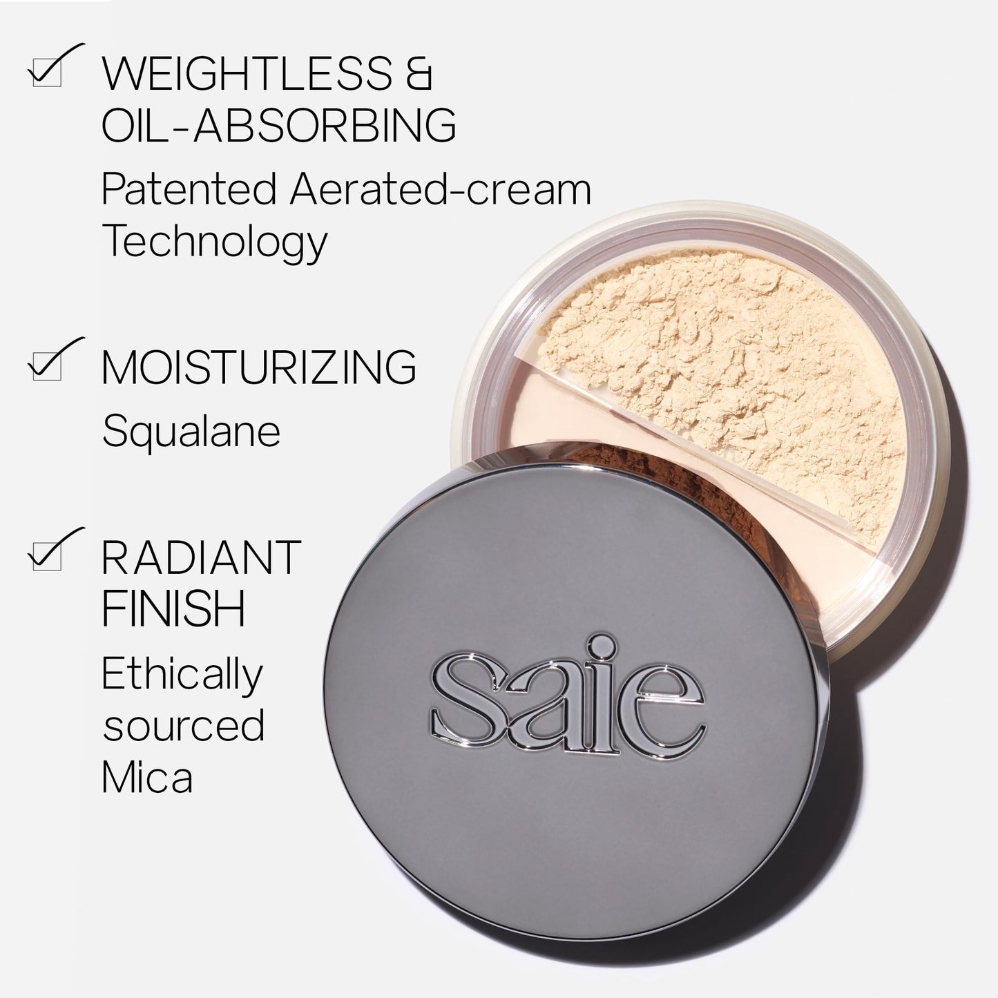 Saie Airset Radiant Loose Setting Powder - Weightless Face Powder to Set, Smooth + Diffuse Face Makeup - Formulated with Hydrating Squalane Beauty & Personal Care Saie