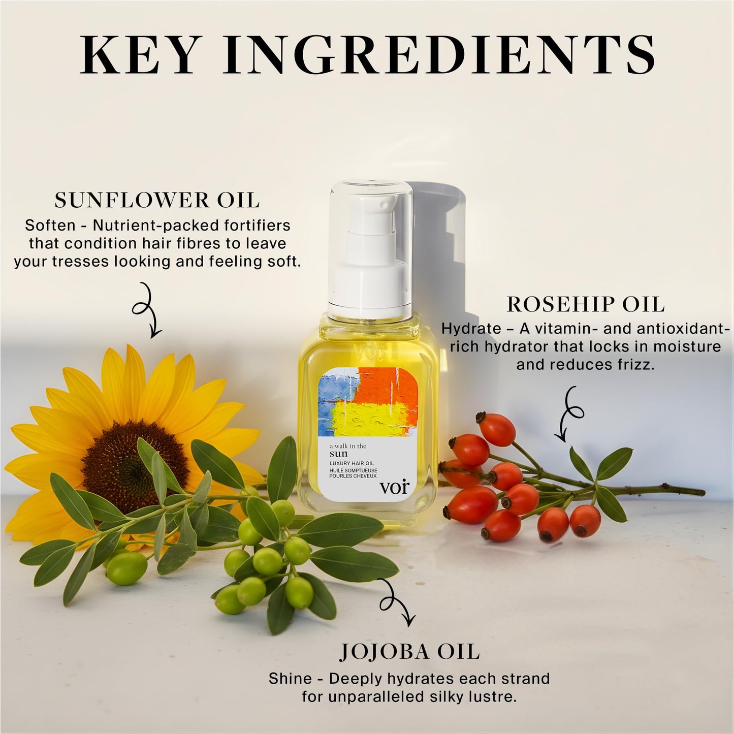 Voir Haircare Luxury Hair Oil - Deep Hydration for Dry, Damaged Hair - Smooths Frizz, Adds Shine & Locks in Moisture - Lightweight with Rosehip Beauty & Personal Care Voir Haircare