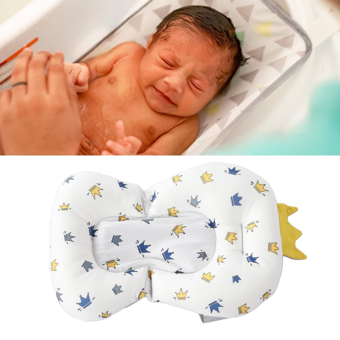 EVGATSAUTO Baby Bath Support Cushion Infant Bath Pillow Newborn Bath Mat with 3 Buckle Safety Straps for Bathtub 0-12 Months Pattern Beauty and Personal Care EVGATSAUTO
