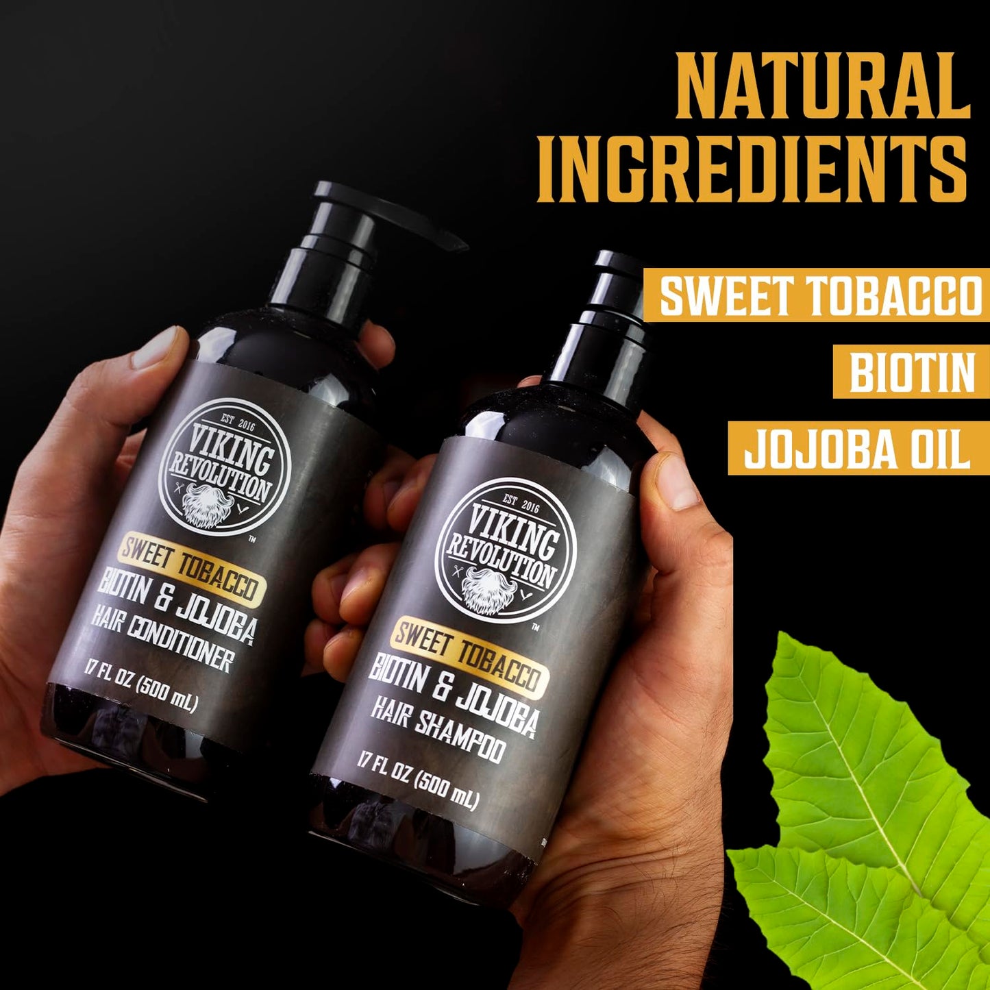 Viking Revolution Sweet Tobacco Mens Shampoo and Conditioner Set with Biotin and Jojoba Oil - Natural Hair Shampoo and Hair Conditioner for Men Beauty & Personal Care Viking Revolution