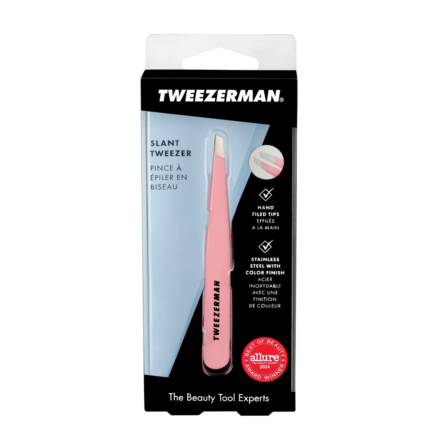 Tweezerman Exclusive Dusty Rose Slant Tweezer - Hair Removal Tweezers, Stainless Steel Beauty & Personal Care Tweezerman