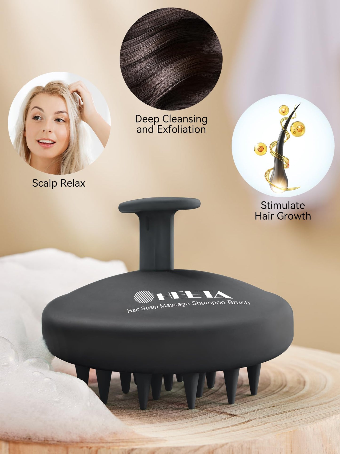 HEETA Scalp Massager Hair Growth, Scalp Scrubber with Soft Bristles, Integrated Silicone Design, Exfoliator for Dandruff Removal & Relaxation, Shampoo Beauty and Personal Care HEETA