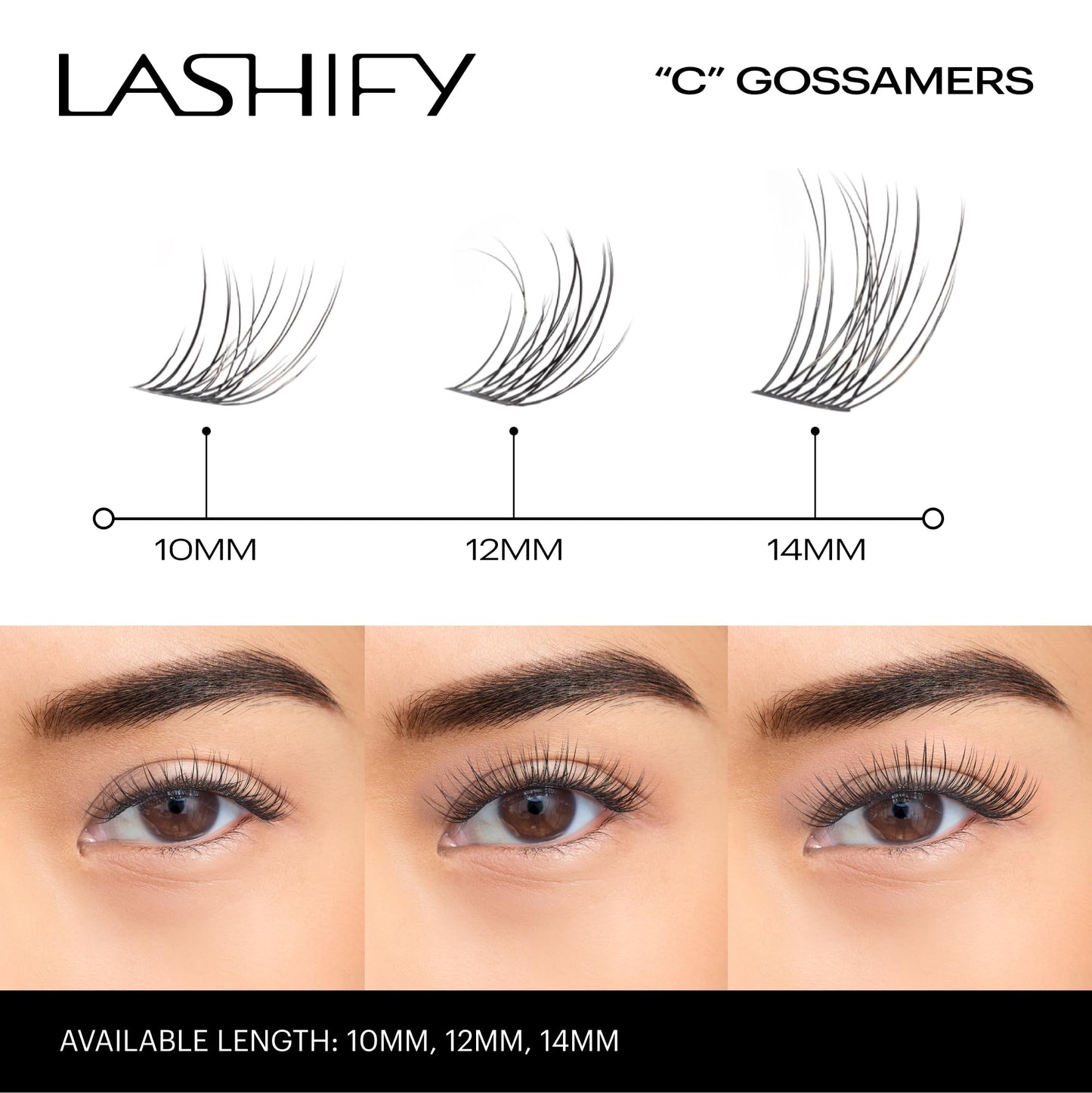 Lashify Curl 12mm Gossamer DIY Eyelash Extensions Refill, Black, Easy False Eyelashes for a Natural Look Beauty & Personal Care Lashify