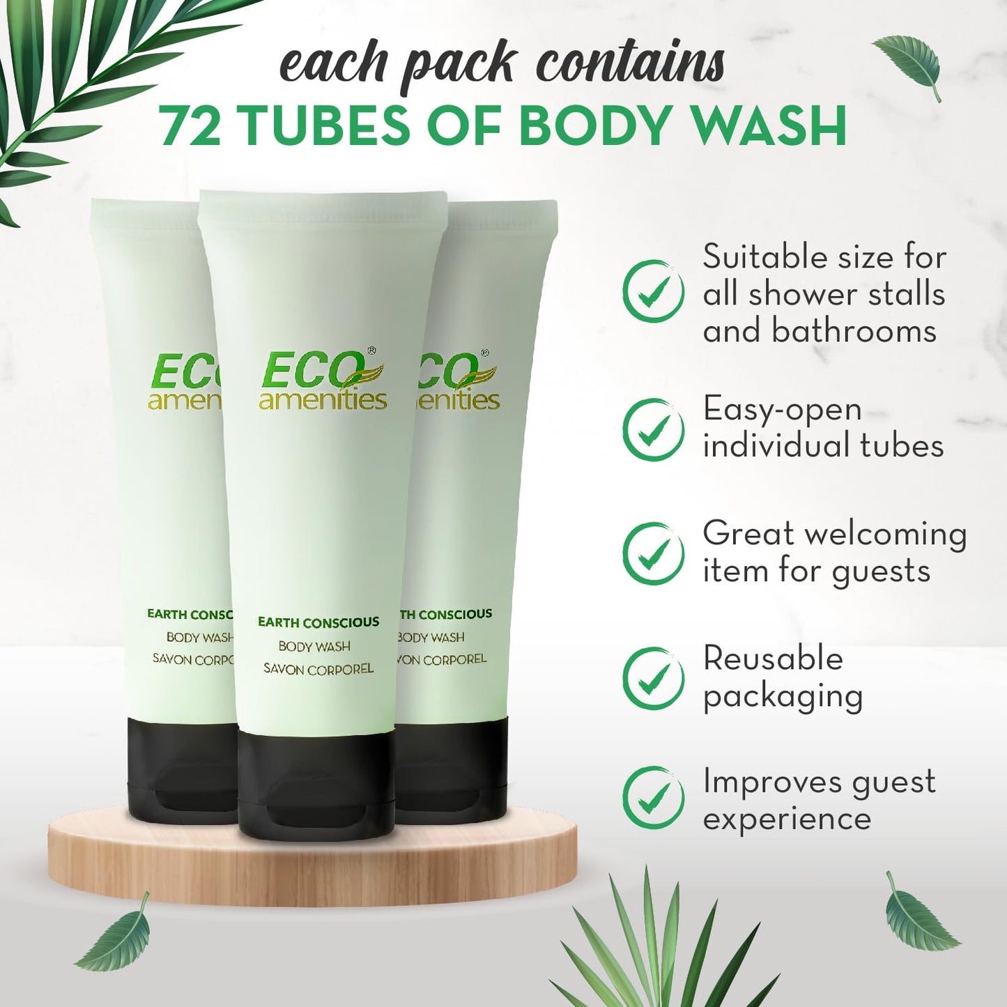ECO amenities Hotel Body Wash - TSA Approved Travel Shower Gel - Leak-Proof Individual Body Wash - Cruelty-Free Mini Toiletries - 0.75 Fl Oz, Pack Beauty & Personal Care ECO amenities