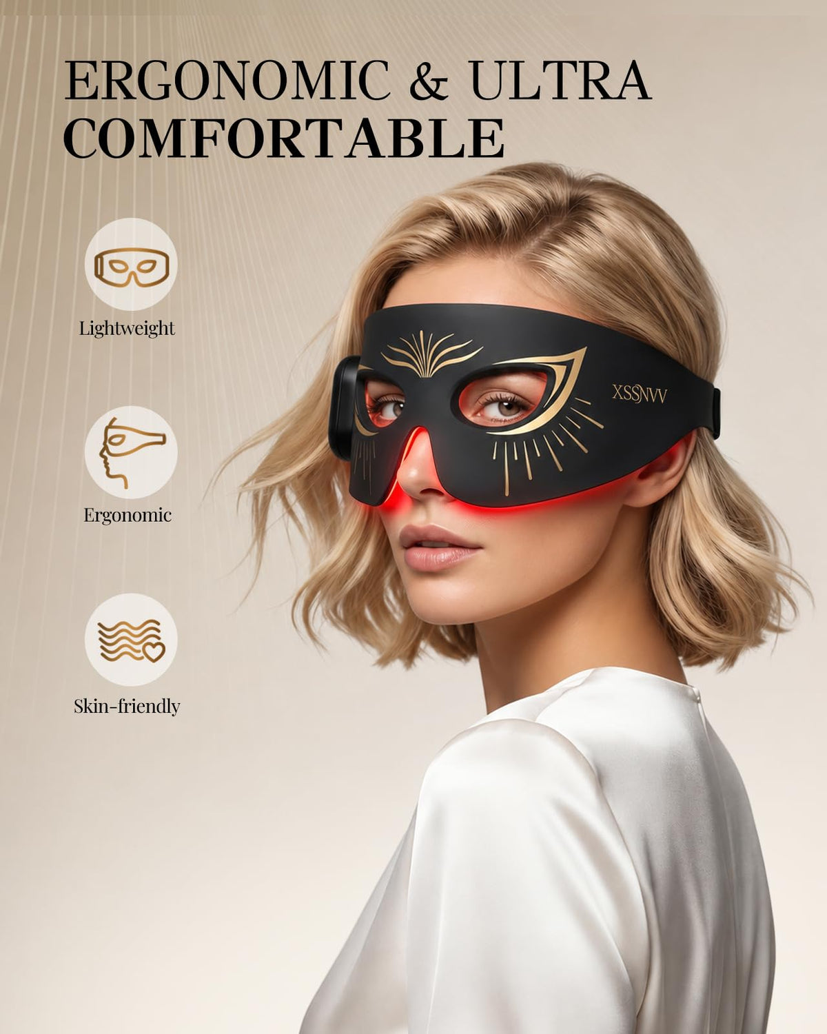 XSSNVV Red Light Therapy for Eyes, 630 nm & 850 nm Near Infrared Eye Mask