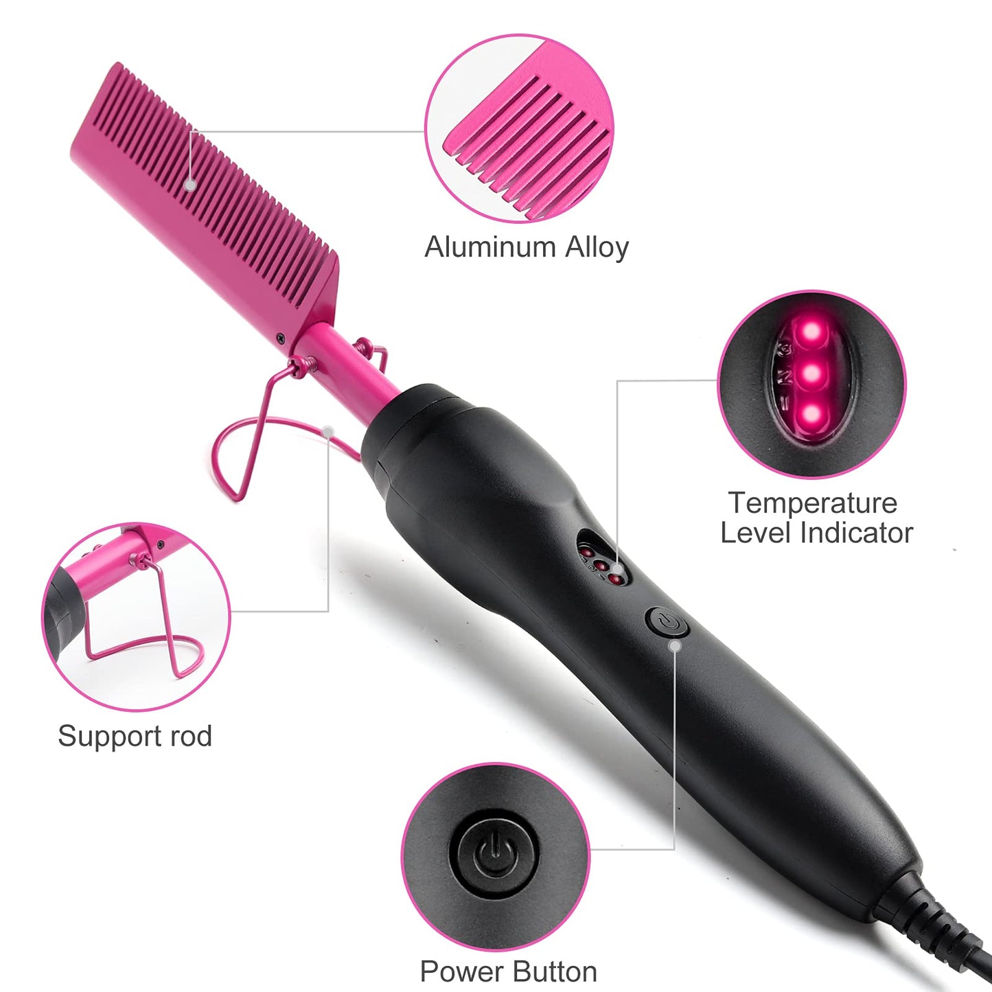 Hot Comb Anti-Scald Ceramic Heated Hair Styling Tool - Straightener, Curler, Travel-Friendly Beard Pressing Comb Beauty & Personal Care Erokicysh