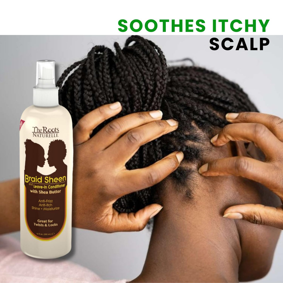 The Roots Naturelle Braid Sheen Braid Spray | 12 Fl Oz | Leave-in Conditioner with Shea Butter | Enriched with Vitamins and Essential Oils | Beauty & Personal Care The Roots Naturelle
