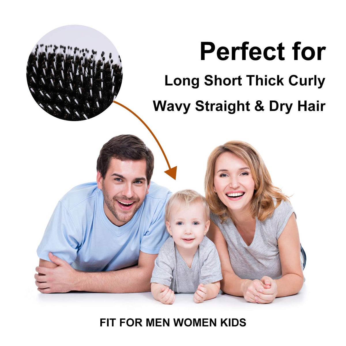 URTHEONE Mini Boar Bristle Hair Brush Small Travel Pocket brush for Women