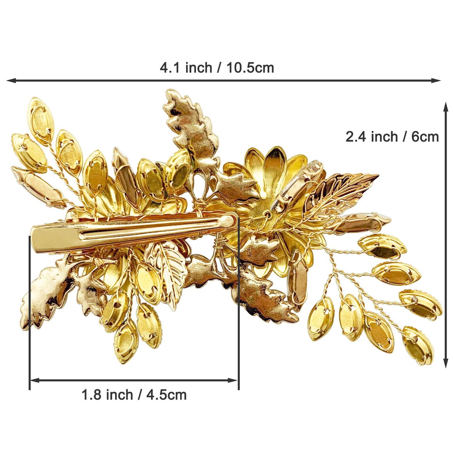 BETITETO Green Bridal Hair Clip White Enamel Flower Gold Leaf Crystal Wedding Hair Vine Piece Accessories for Women Girls (Green) Beauty & Personal Care BETITETO