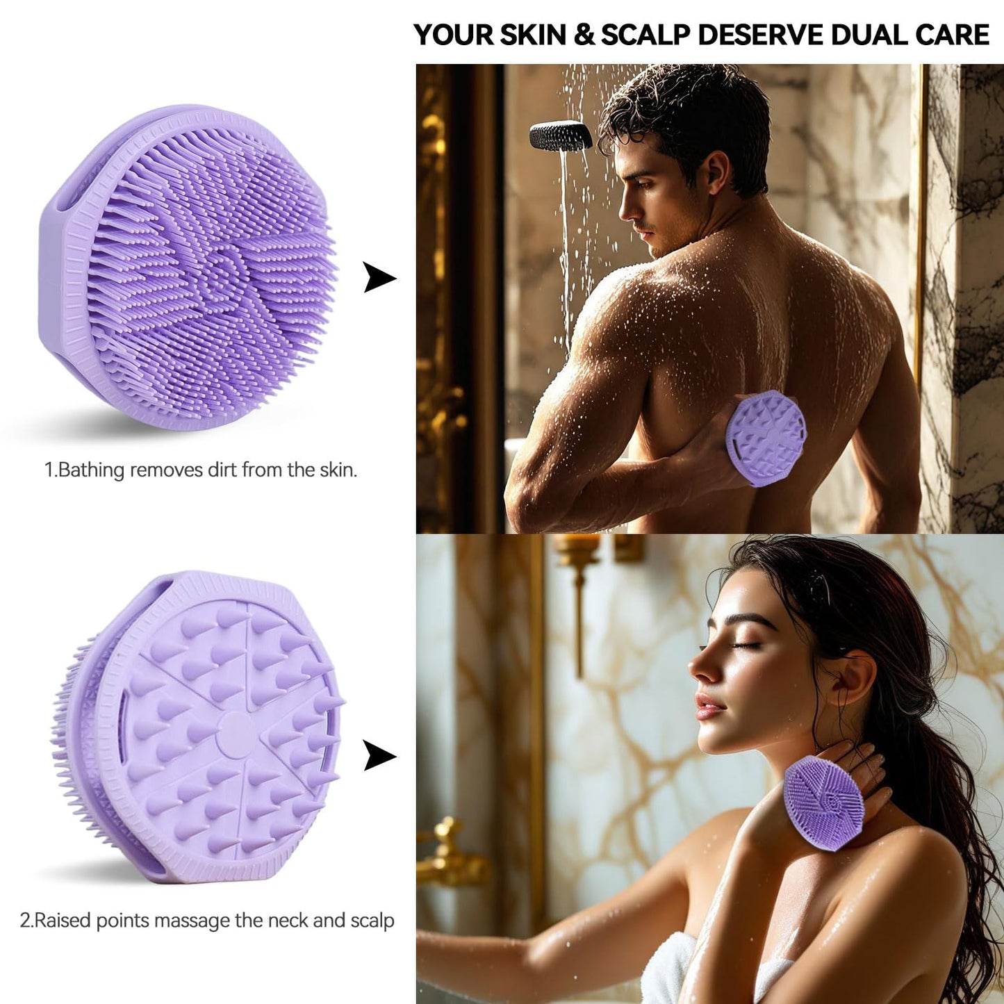 Dual-Sided Silicone Body Scrubber, Silicone Loofah for Shower Exfoliating Body Brush Scrubber for Men and Women for All Skin, Scalp Massager Lather Beauty and Personal Care OTHIX