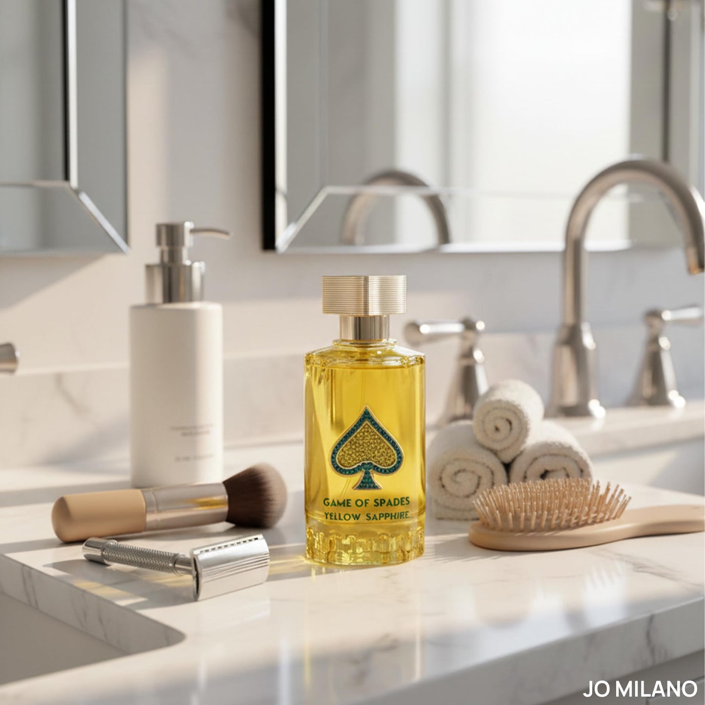 Jo Milano Game of Spades Yellow Sapphire Parfum Spray | 3.4 oz (100ml) | Amber, Sweet, Musky, Rose, Oud, Floral Scent | Long Lasting Fragrance for Men Beauty & Personal Care Jo Milano