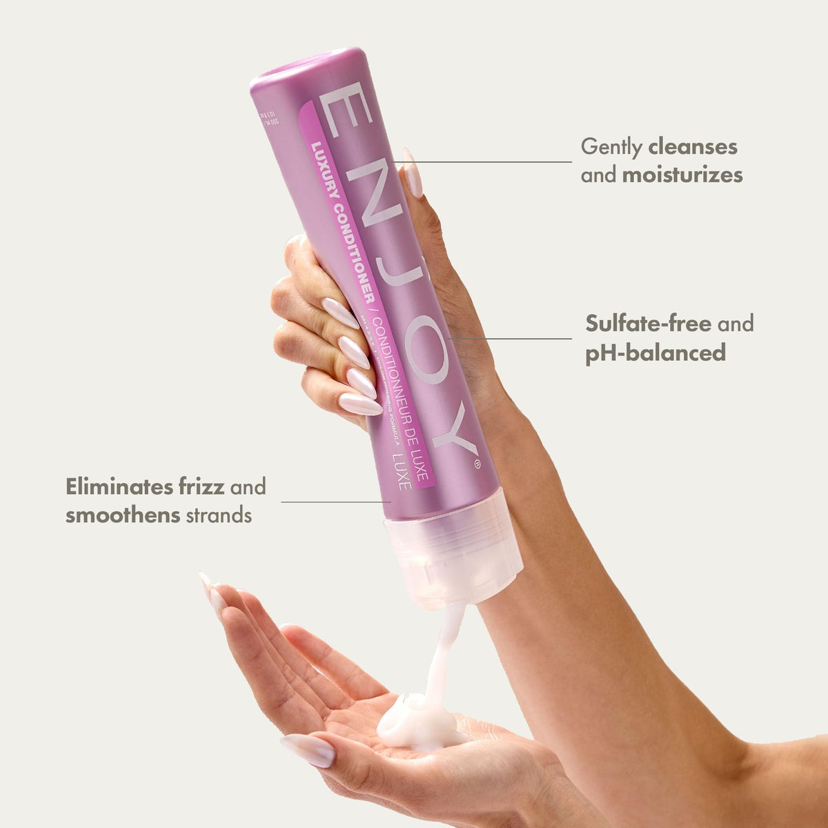 Enjoy Luxury Conditioner - Eliminates Frizz Cleansing Moisturizing Smoothing - Sulfate Free For Thick Coarse or Curly Hair (33.8 Fl Oz) Beauty & Personal Care Enjoy