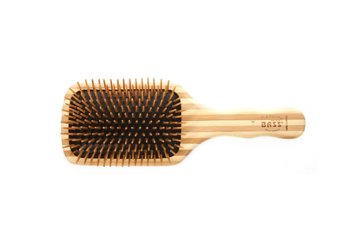Bass Brushes | The Green Brush | Bamboo Pin + Bamboo Handle Hair Brush | Large Paddle