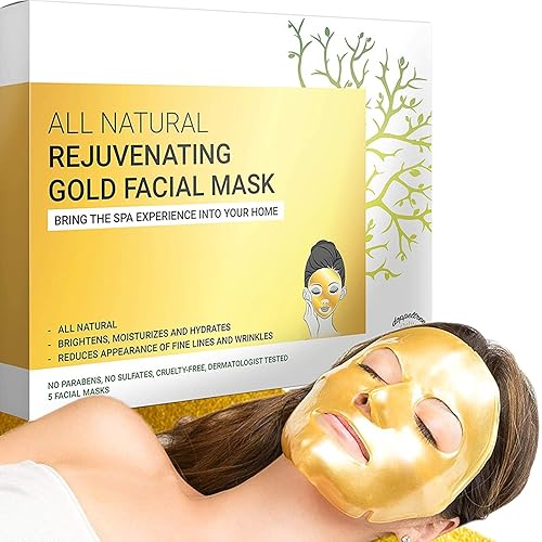 Doppeltree Gold Facial Mask - Premium Hydrogel Sheet Face Masks for Skin Care & Beauty, Hydrating & Anti Aging - Facemask with Collagen, Hyaluronic Beauty & Personal Care Doppeltree