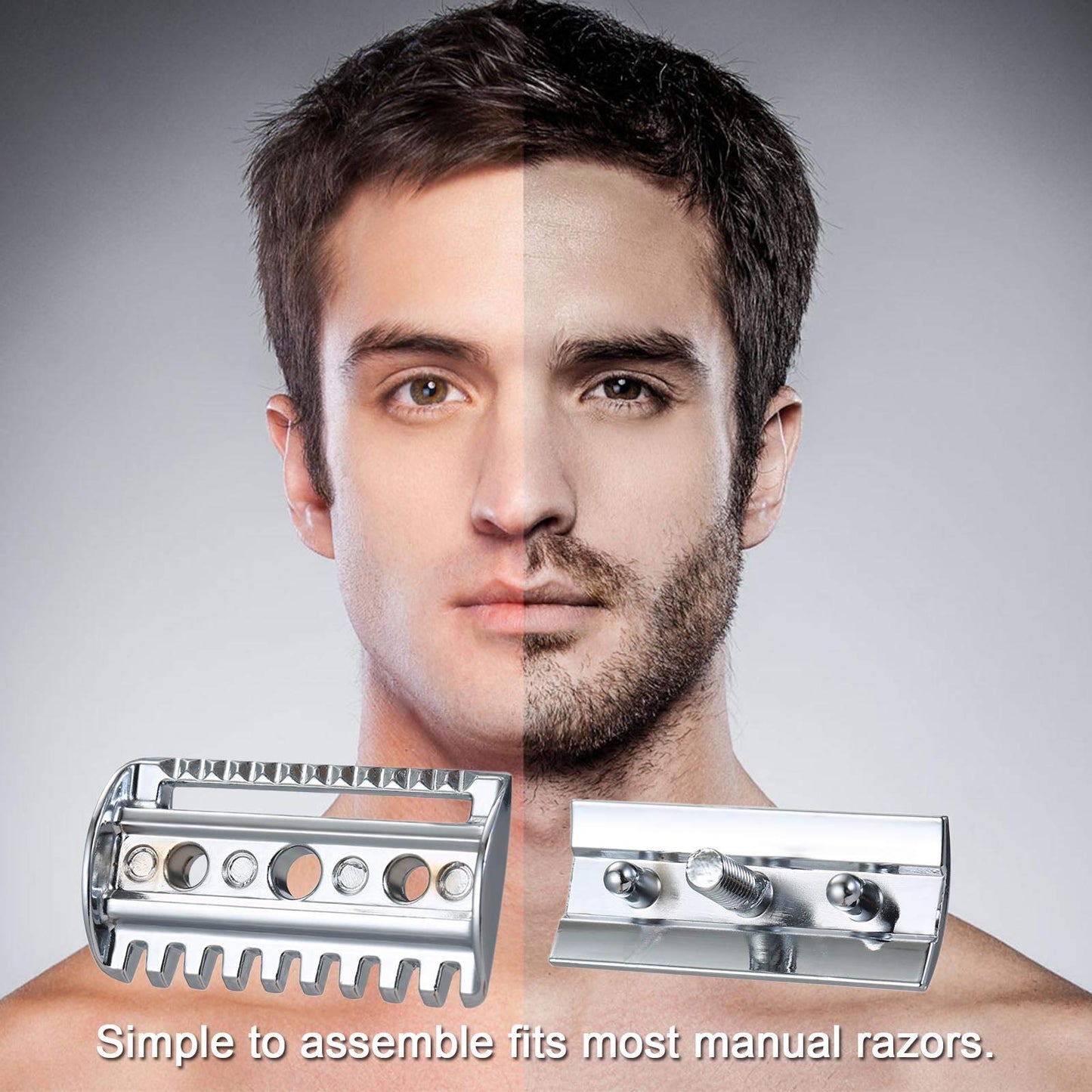 Yinhing 1PC Traditional Replacement Safety Head Chrome Scalloped Bar Double Safety Head Shaving Open Comb for Men Barber Male Home Use Shaving Tools Beauty and Personal Care Yinhing