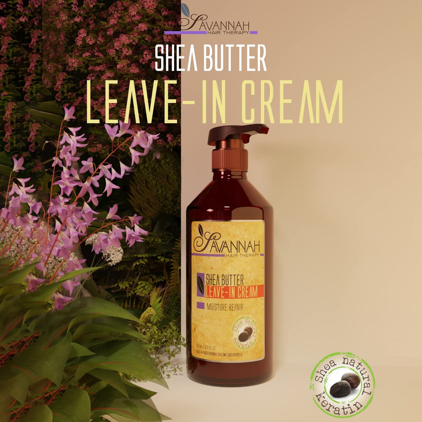 Savannah Hair Therapy Leave-In Cream with Shea Butter, Keratin & Silk Protein - Moisturizing & Anti-Frizz Treatment for Dry, Damaged or Color-Treated Beauty & Personal Care Savannah Hair Therapy