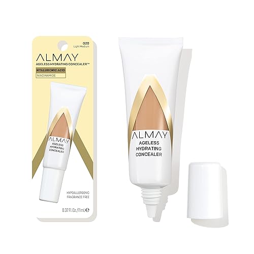 Almay Anti-Aging Concealer, Face Makeup with Hyaluronic Acid, Niacinamide, Vitamin C & E, Hypoallergenic, -Fragrance Free, 020 Light Medium, 0.37 Fl Beauty & Personal Care Almay