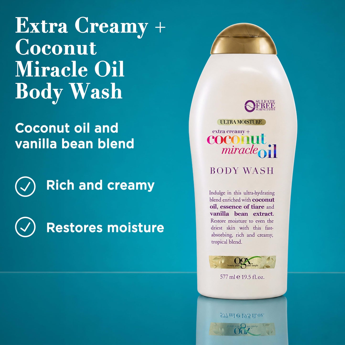 OGX Extra Creamy + Coconut Miracle Oil Ultra Moisture Body Wash, Rich Shower Gel for Dry Skin Infused with Coconut Oil, Body Wash for Women Beauty & Personal Care OGX