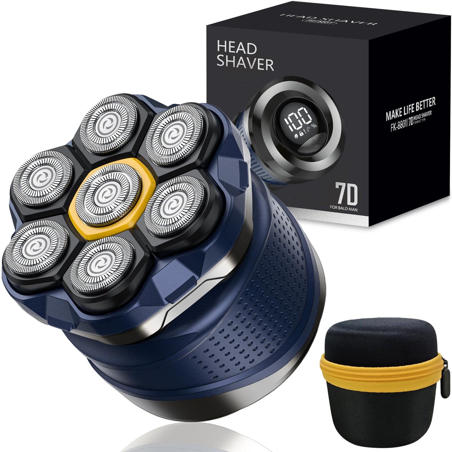 Phisco Head Shavers for Bald Men: 7D Floating Electric Razor with Travel Case - IPX7 Waterproof Head Shaver Wet/Dry Shave, Magnetic Detachable Beauty and Personal Care Phisco