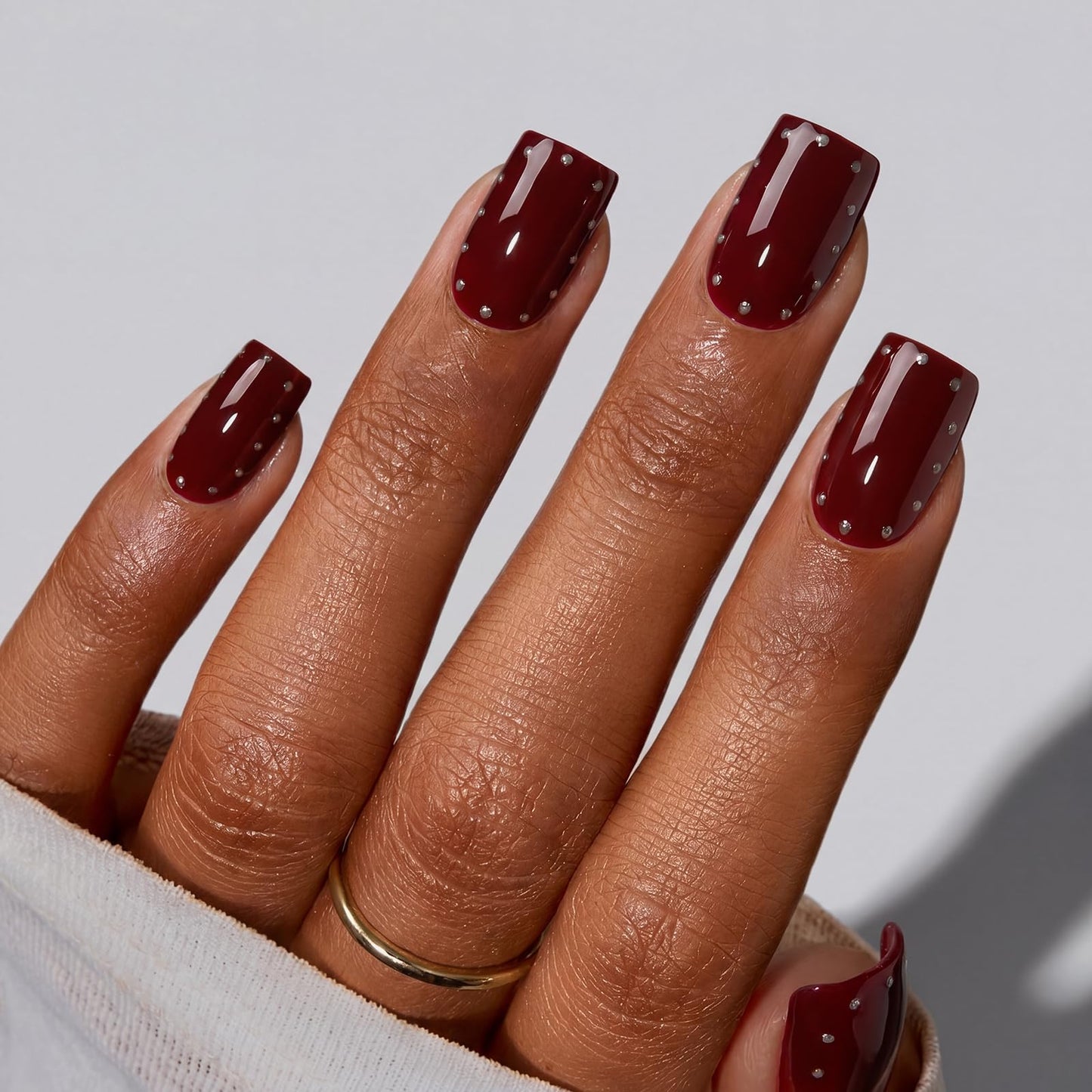 BTArtbox Press On Nails Short, Late Plans, XS Square, 3D Dark Red, 32Ct Beauty and Personal Care BTArtbox Default Title