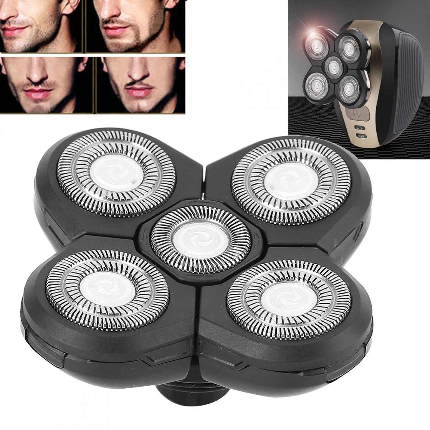 5 Head Shaver Replacement, Universal Electric Beard Shaver Carver 5 Blade Rotating Head Accessory Replacement Shavers Rotating Cutter Head Double Ring Beauty and Personal Care YUYTE