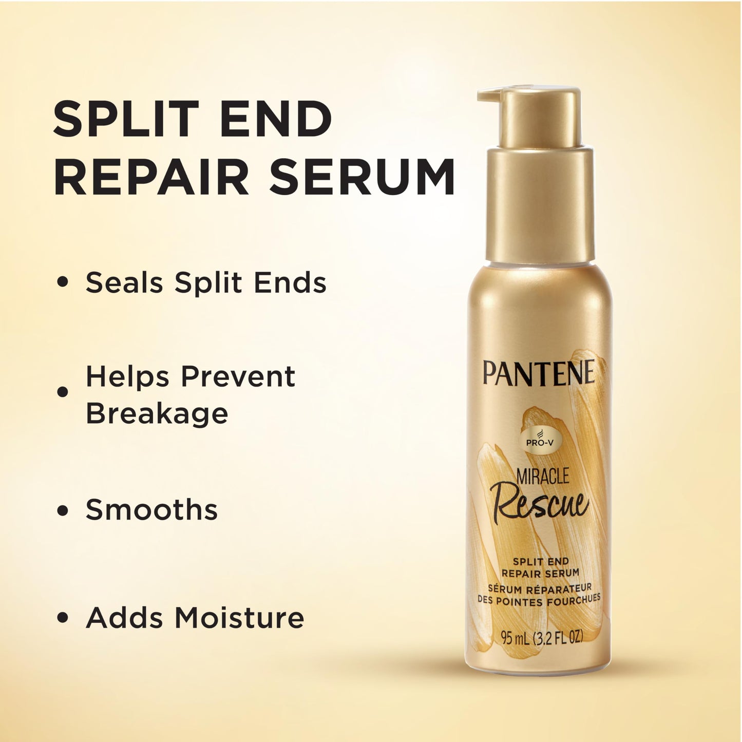 Pantene Hair Serum, Split Ends Hair Treatment, Hair Serum for Frizzy and Damaged Hair, Miracle Rescue, 3.2 oz Beauty & Personal Care Pantene