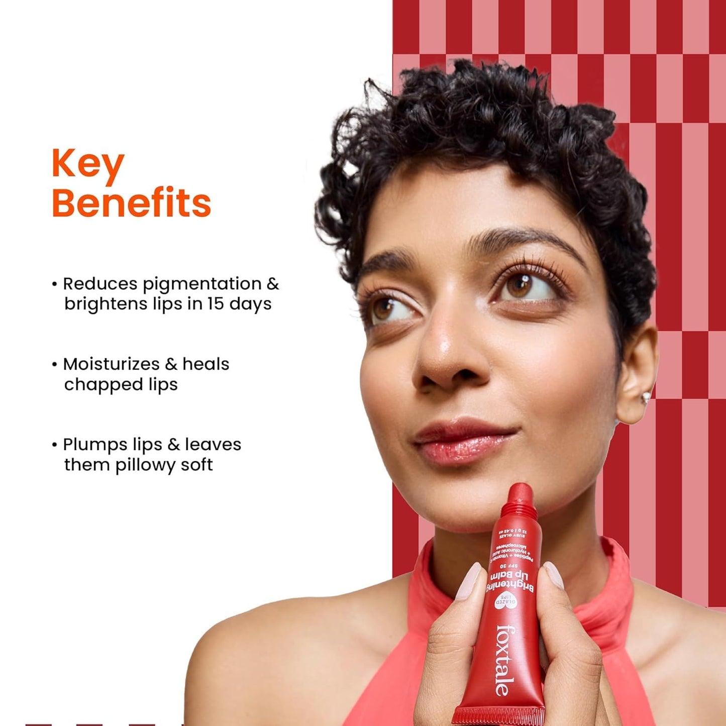 Fox-tale SPF 30 Brightening Lip Balm for Dark Lips with Peptides & Vitamin C - Brightens Pigmented Lips - Hydrates Lips - SPF Lip Balm - Ruby Glaze Beauty and Personal Care Krishva
