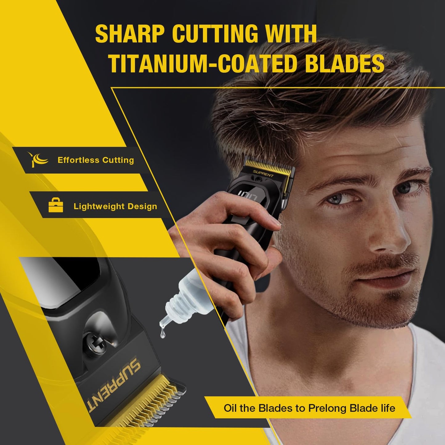SUPRENT Mens Hair Clipper-Rechargeable Hair Cutting Kits with LED Display, Cordless Hair Clipper for Home Use & Barbers (Black) Beauty and Personal Care SUPRENT