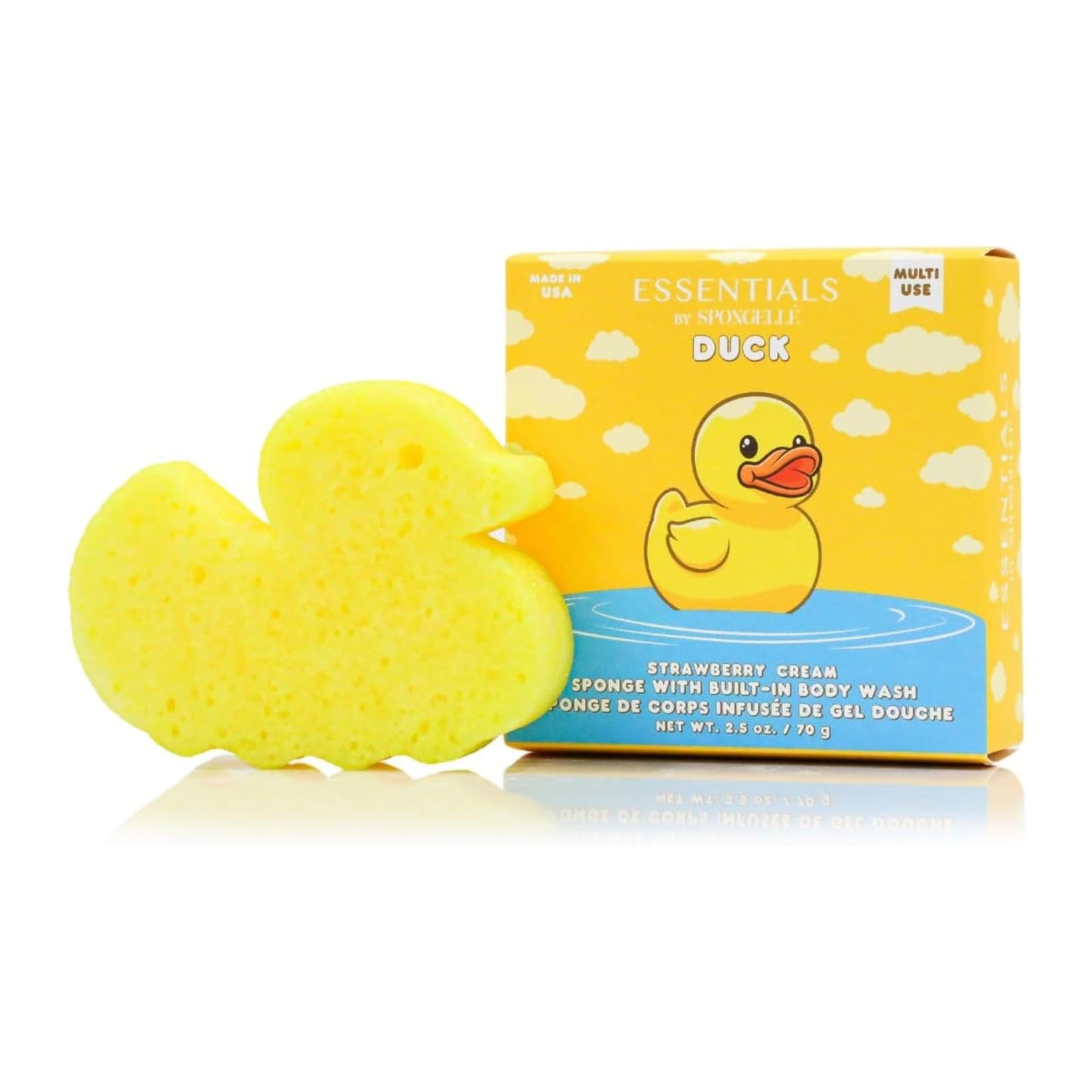 Spongelle Essentials Kids Duck Buffer - Ages 3+ - Bath & Shower Loofah for Kids - Cleanse, Exfoliate, and Nourish in one Easy Step - Cruelty-Free Beauty and Personal Care SPONGELLÉ