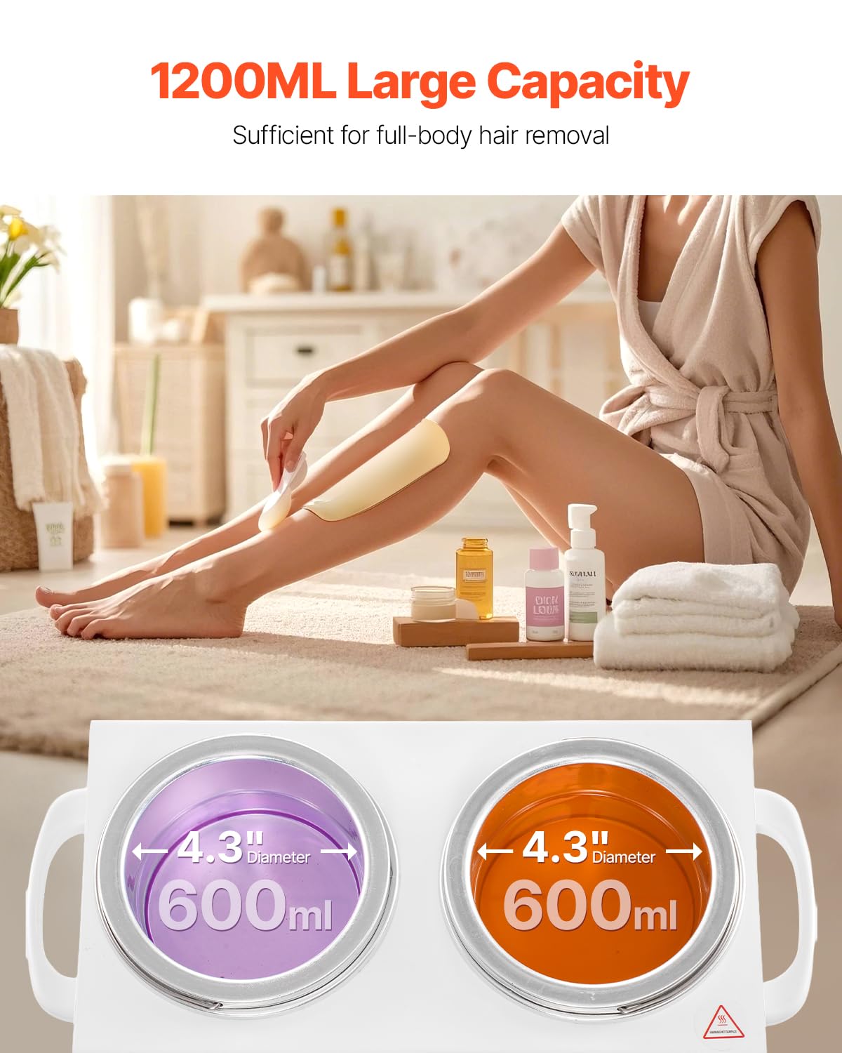 VEVOR Double Wax Warmer, 1200ML Professional Dual Wax Warmer for Hair Removal, 32 ? - 212? Adjustable Electric Waxing Heater Pot with 50PCS Waxing Beauty and Personal Care VEVOR