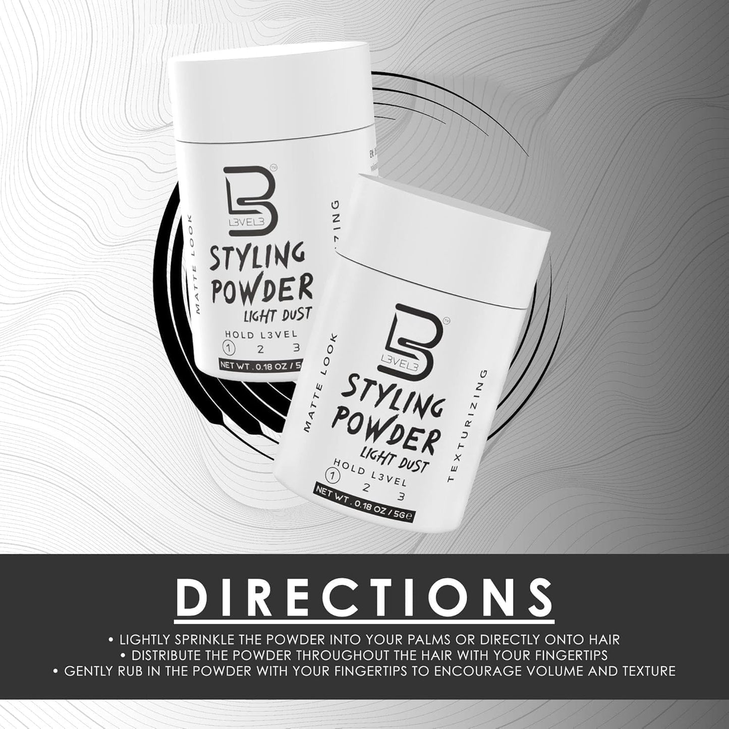 L3 Level 3 Travel Styling Powder - Small 0.18 oz for Travel - Natural Look Mens Powder - Sample Styling Powder (12, White) Beauty & Personal Care L3