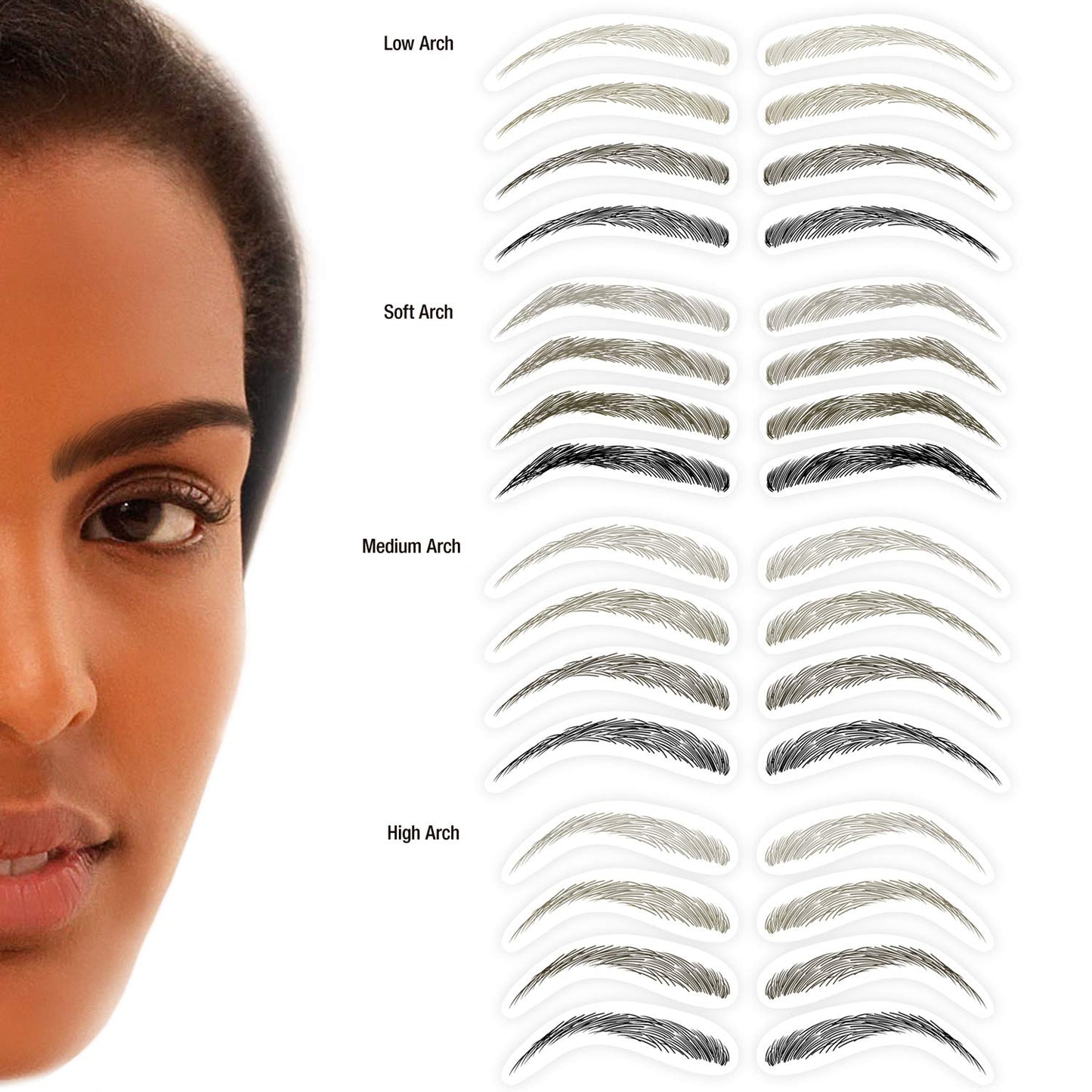 Godefroy MyBrows Long Lasting Eyebrow Transfers, Medium Arch, Natural Black, 12-Pairs of Brows Beauty & Personal Care Godefroy