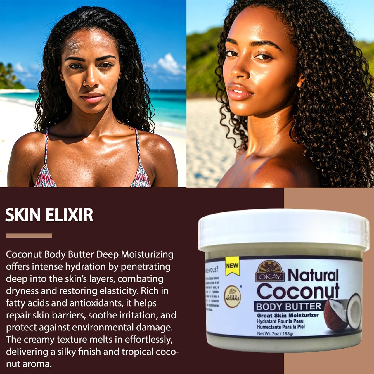 Okay Butter 100% Natural Smooth for Skin and Hair Easily Absorbed By the Skin & Hair Leaving It Soft & Moisturized Silicone, Paraben Free For All Skin Beauty & Personal Care OKAY
