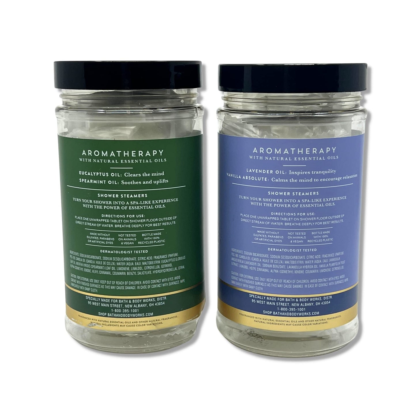 Bath & Body Works - Aromatherapy - Shower Steamers, 6 Tablets Each - 2 Pack Bundle - Lavender Vanilla and Eucalyptus Spearmint Beauty and Personal Care Bath & Body Works