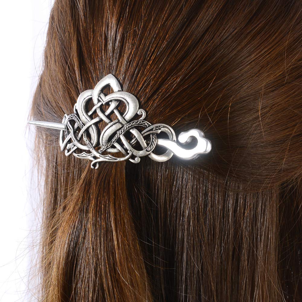 Viking Celtic Hair Clips Hairpins- Viking Hair Accessories Celtic Knot Hair Pins Antique Silver Hair Sticks Irish Hair Decor Accessories for Long Hair Beauty & Personal Care LQQQL