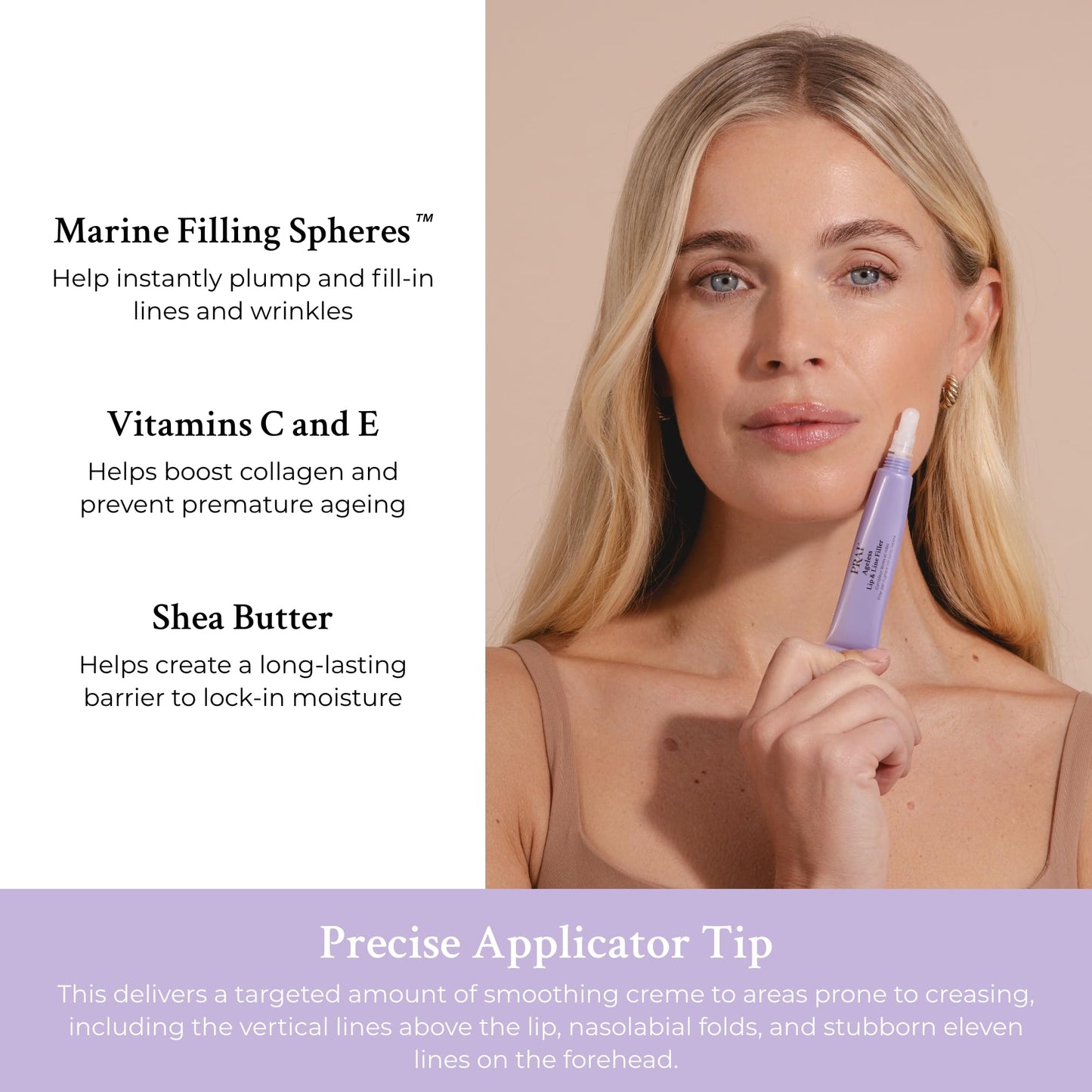 PRAI Beauty Ageless Lip and Line Filler | Serum that Plumps, Smooths, & Fills In Lines | Moisturizing with Vitamins C & E to Boost Collagen (0.26oz) Beauty & Personal Care PRAI