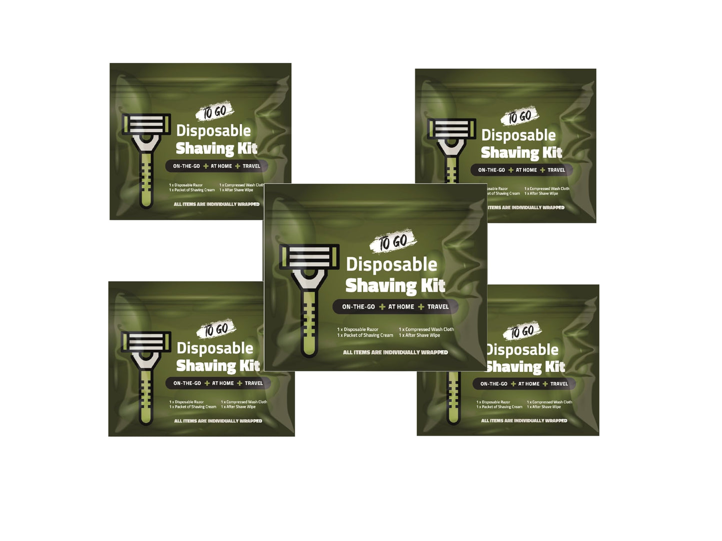 Travel Shaving Kit with Razor, Shaving Cream, Washcloth and Aftershave Wipe, Men's Disposable Grooming Pack (Green) (5) Beauty and Personal Care pH Advantage