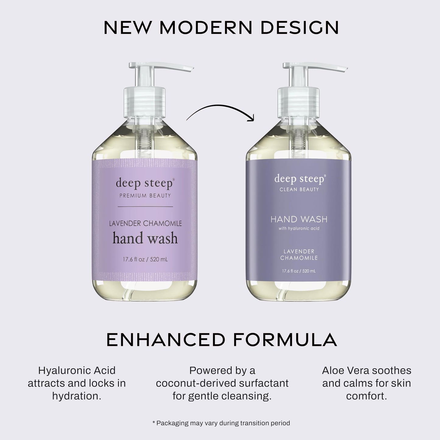 Deep Steep Liquid Hand Wash, Lavender Chamomile, 17.6 oz - Moisturizing Cleanser with Olive Oil, Aloe Vera, Glycerin & Hyaluronic Acid - Vegan, Clean Beauty & Personal Care Deep Steep