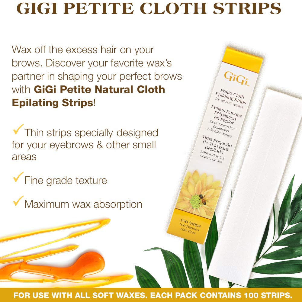GiGi Waxing Strips for Hair Waxing - Facial Wax Strips for Hair Removal, Petite Cloth Epilating Strip, 4 Pack Beauty and Personal Care GIGI