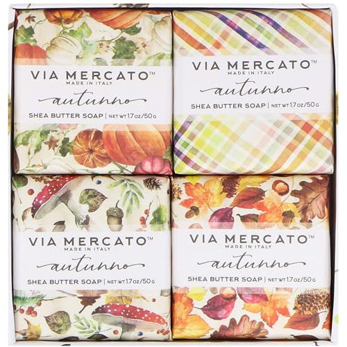 Via Mercato Natale Shea Butter Soap Boutique Luxury Gift Box (Set of 4, 50g Each) - Autunno Beauty & Personal Care Via Mercato