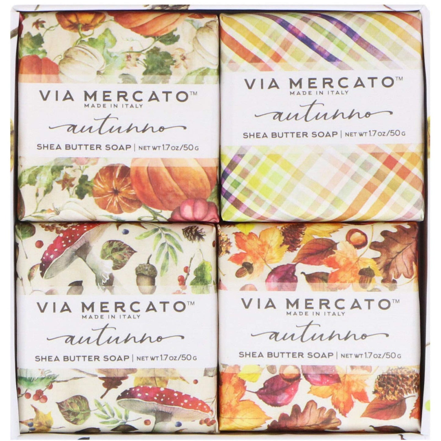 Via Mercato Natale Shea Butter Soap Boutique Luxury Gift Box (Set of 4, 50g Each) - Autunno Beauty & Personal Care Via Mercato