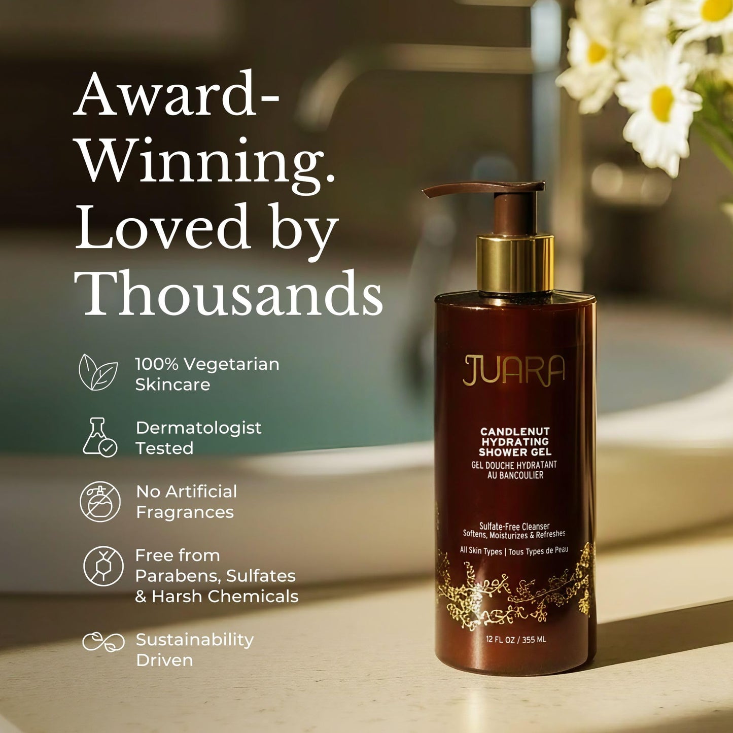 Juara Candlenut Hydrating Shower Gel - Sulfate Free Body Wash 12oz - Moisturizing Coconut Body Wash - Natural Shower Gel for Sensitive Skin - Paraben Beauty & Personal Care Juara