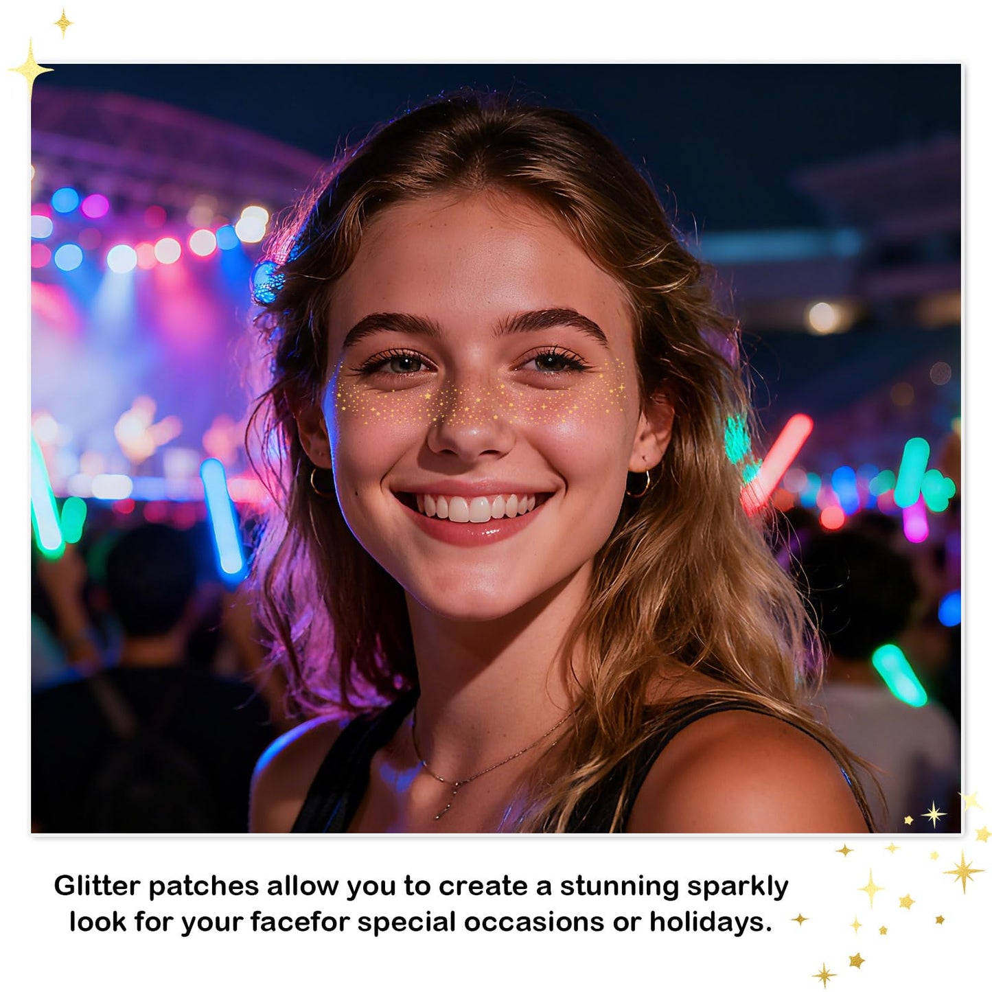 Artlunar 12Pcs Face Glitter Makeup Patches, Glitter Makeup Accessories for Women & Girls, Perfect for Music Festivals, Easter, Concerts, Parties Beauty & Personal Care Artlunar
