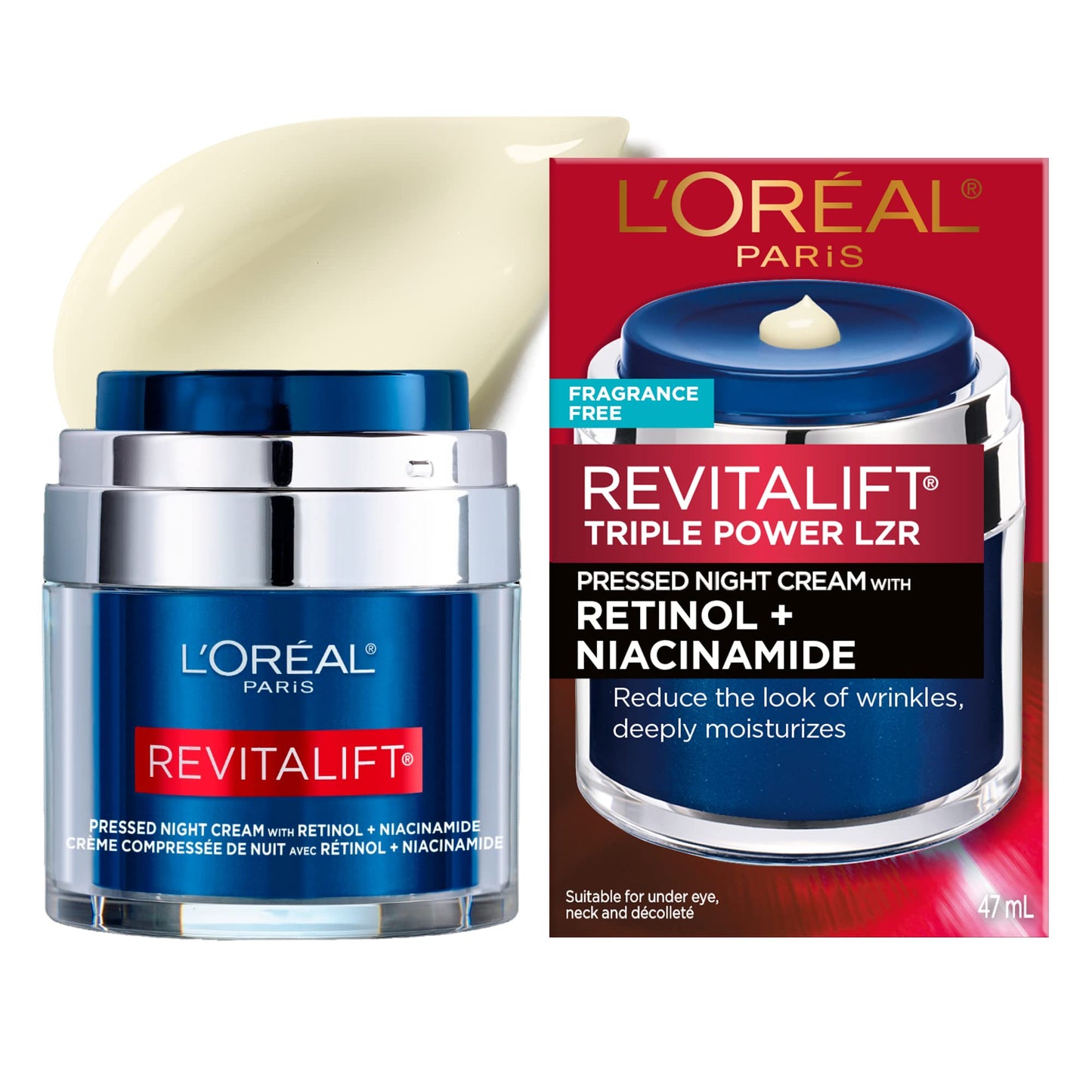 L'Oreal Paris Revitalift Pressed Night Cream with Retinol, Niacinamide, Visibly Reduce Wrinkles, Hydrate for Face, Under Eye, Neck, Chest Beauty & Personal Care L'Oreal Paris