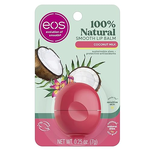 eos 100% Natural Lip Balm - Coconut Milk, All-Day Moisture, Dermatologist Recommended for Sensitive Skin Care, Lip Care Products, 0.25 oz Beauty & Personal Care eos